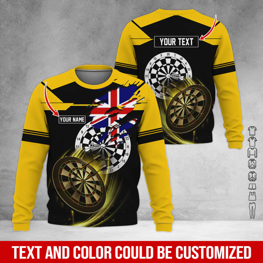 Customized Darts Sweatshirt, England Flag Pattern Sweatshirt For Men & Women, Perfect Gift For Darts Lovers, Friend, Family - Image 6