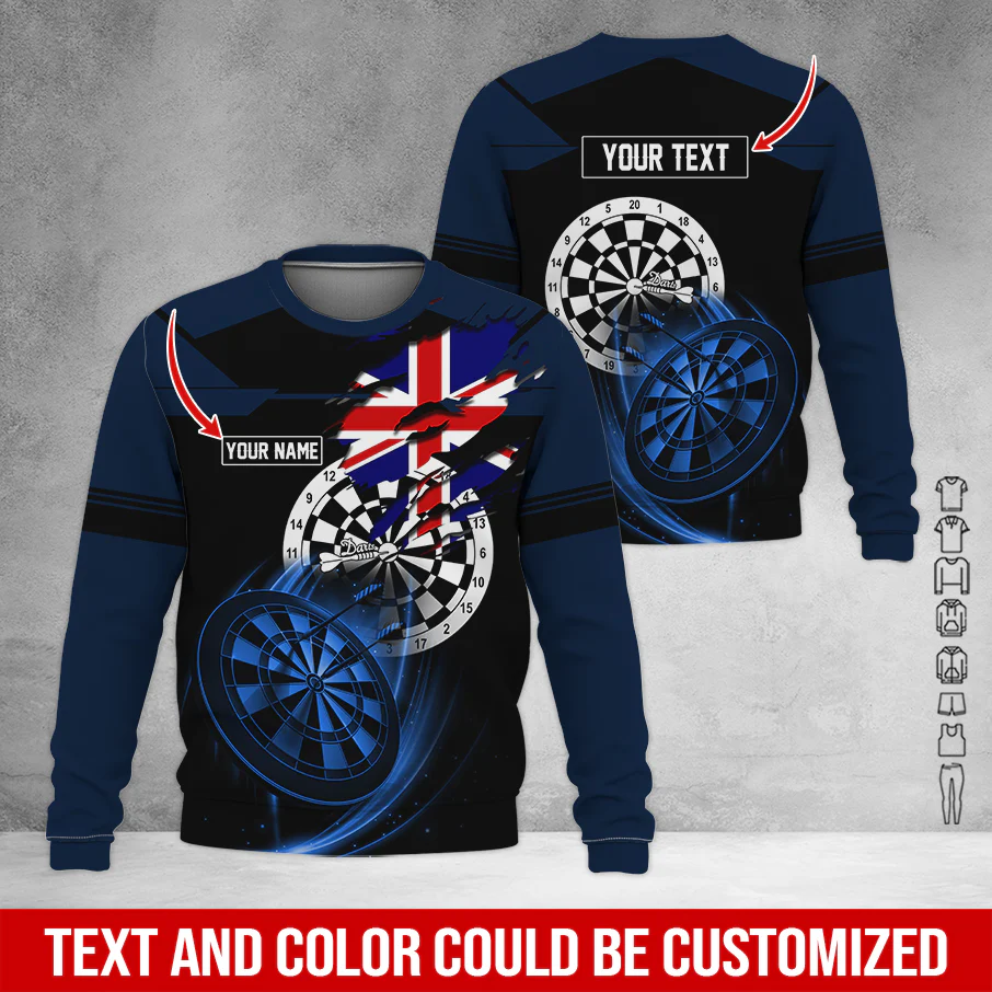 Customized Darts Sweatshirt, England Flag Pattern Sweatshirt For Men & Women, Perfect Gift For Darts Lovers, Friend, Family - Image 9