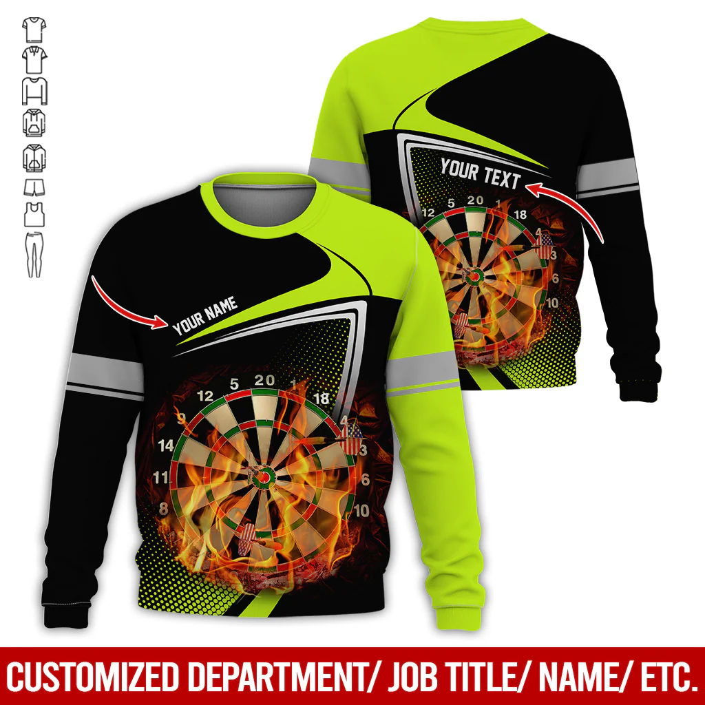 Customized Darts Sweatshirt, Flaming Dartboards Pattern Black & White Sweatshirt For Men & Women, Perfect Gift For Darts Lovers, Friend, Family - Image 7