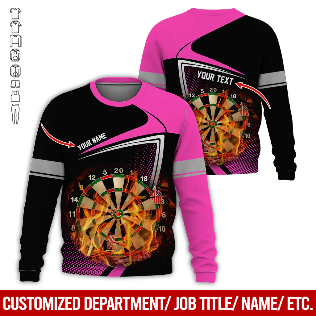 Customized Darts Sweatshirt, Flaming Dartboards Pattern Black & White Sweatshirt For Men & Women, Perfect Gift For Darts Lovers, Friend, Family - Image 9