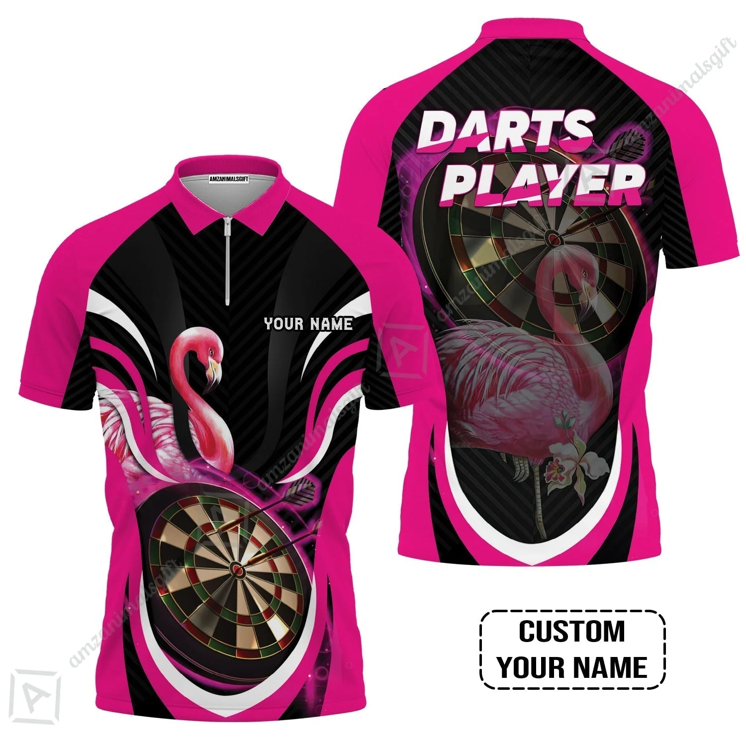 Customized Darts Sweatshirt, Flamingo Darts Shirt, Personalized Name Darts Sweatshirt - Image 4