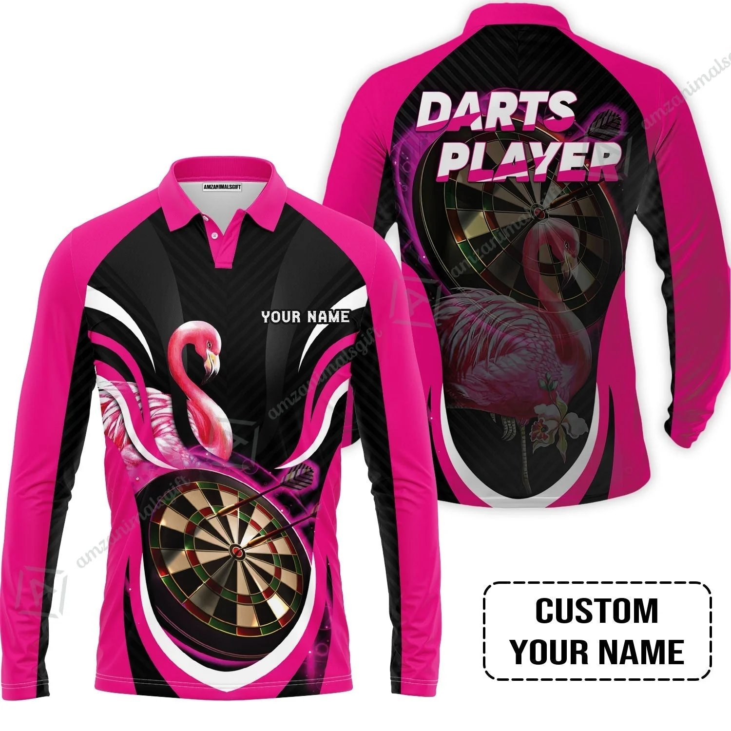 Customized Darts Sweatshirt, Flamingo Darts Shirt, Personalized Name Darts Sweatshirt - Image 5