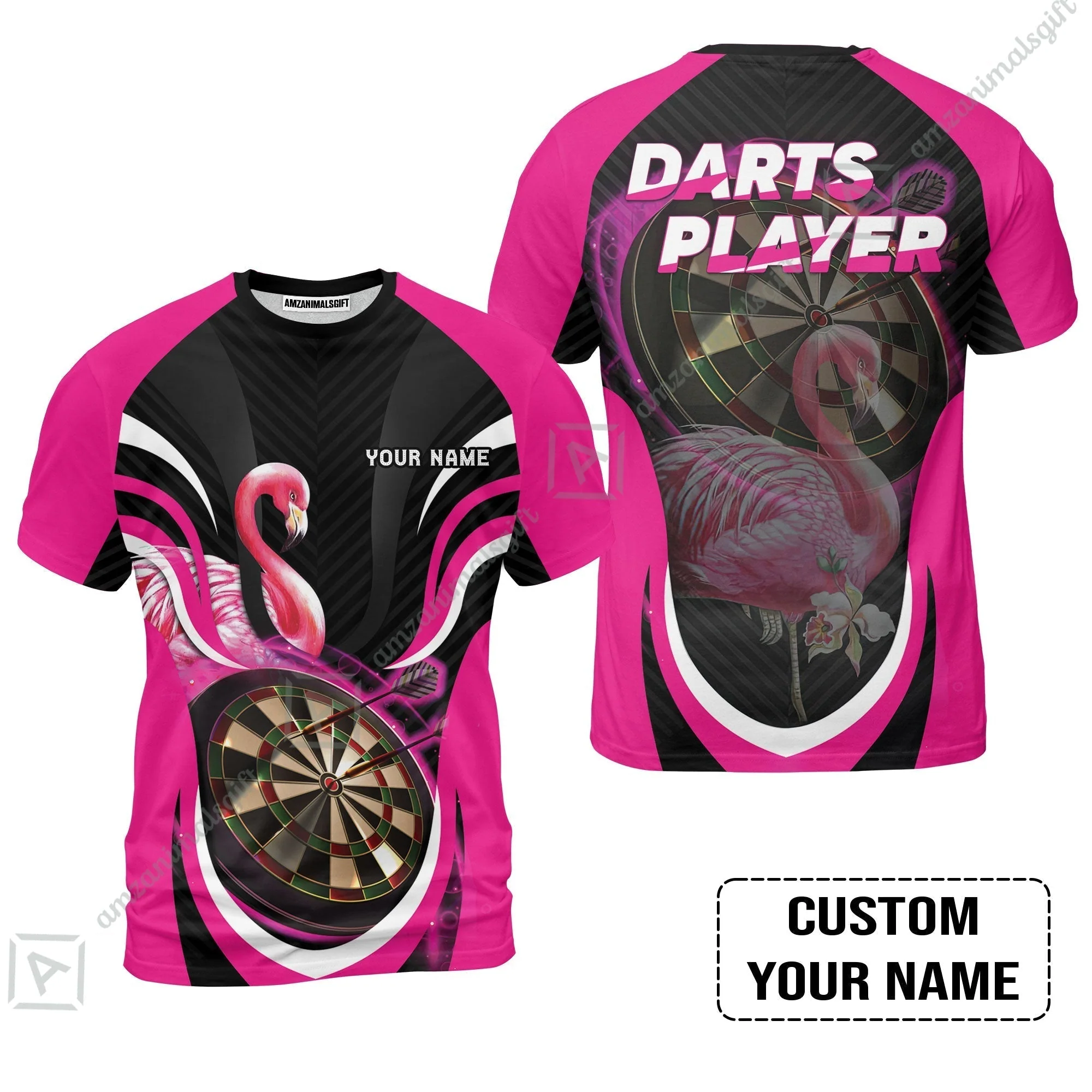 Customized Darts Sweatshirt, Flamingo Darts Shirt, Personalized Name Darts Sweatshirt - Image 8