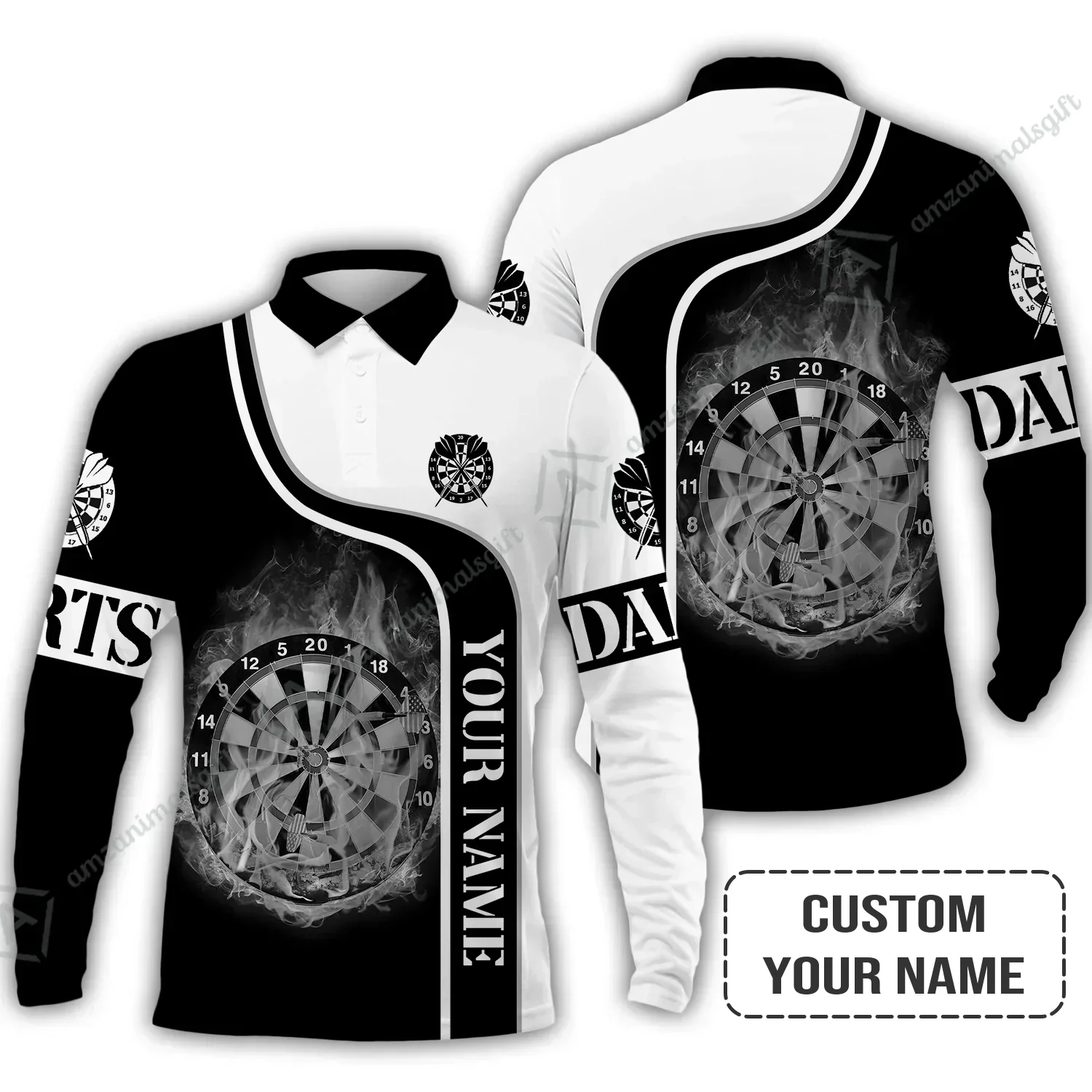 Customized Darts Sweatshirt, Personalized Darts Black And White Sweatshirt For Men And Women, Perfect Outfit For Darts Lovers, Darts Players - Image 4