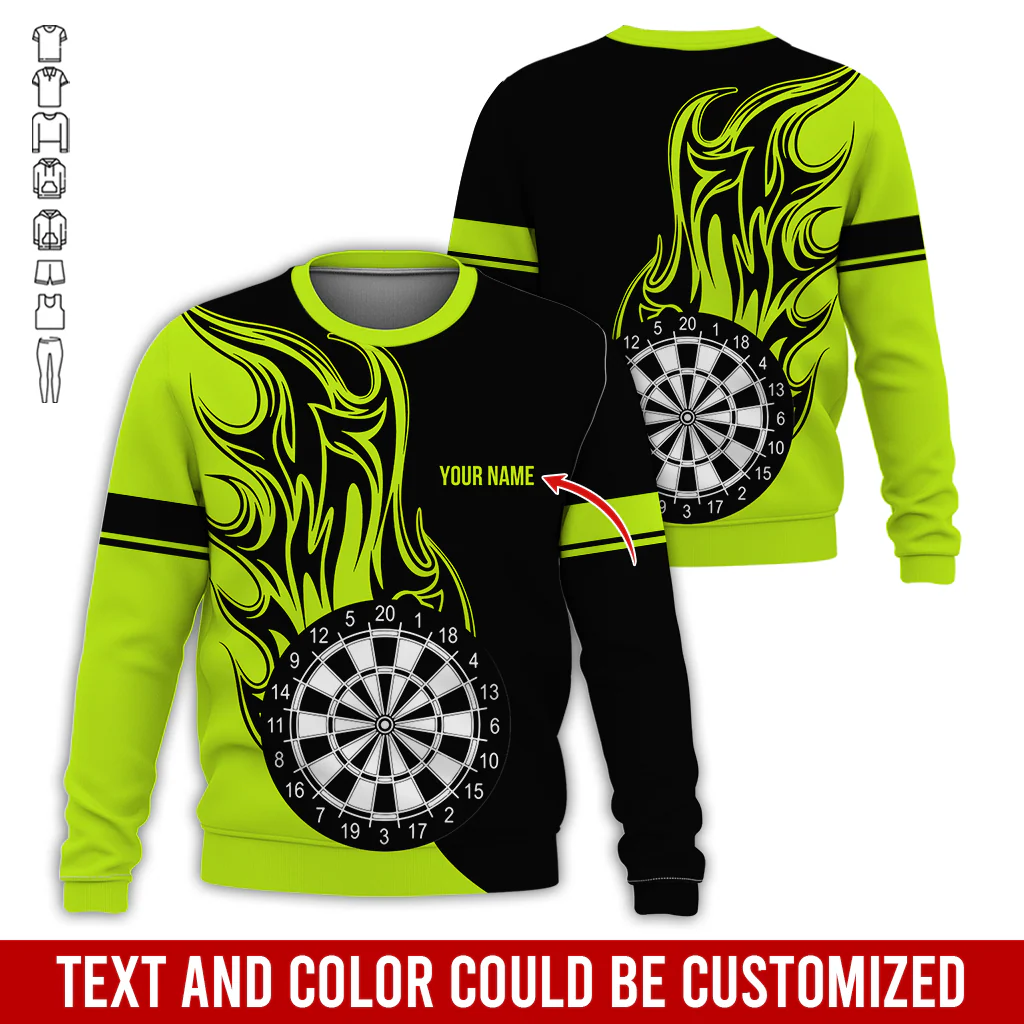 Customized Darts Sweatshirt, Personalized Name Sweatshirt, Fire Dartsboards Pattern Sweatshirt For Men & Women, Perfect Gift For Darts Lovers, Friend, Family - Image 6