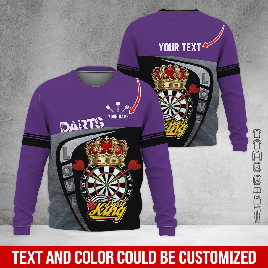 Customized Darts Sweatshirt, Personalized Name & Text Darts Sweatshirt, Darts King Sweatshirt, Perfect Gift For Darts Lovers, Friend, Family - Image 3
