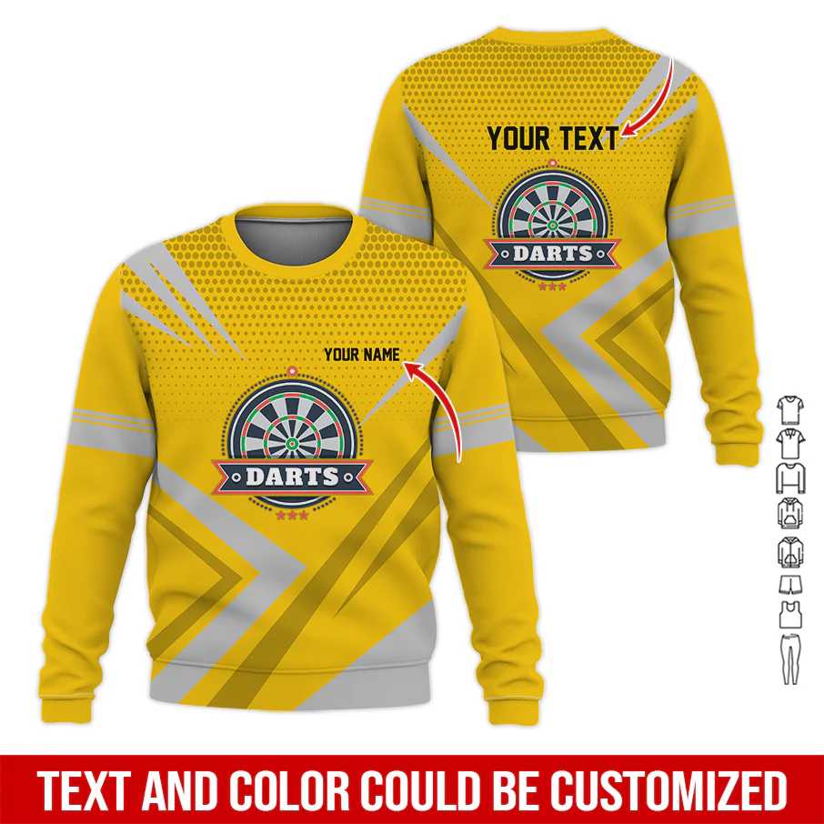 Customized Darts Sweatshirt, Personalized Name & Text Sweatshirt, 3 Star Darts Pattern Sweatshirt, Perfect Gift For Darts Lovers, Friend, Family - Image 5