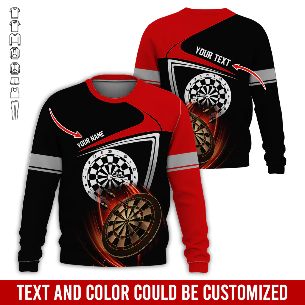 Customized Darts Sweatshirt, Personalized Name & Text Sweatshirt, Darts Pattern Sweatshirt, Perfect Gift For Darts Lovers, Darts Player - Image 4