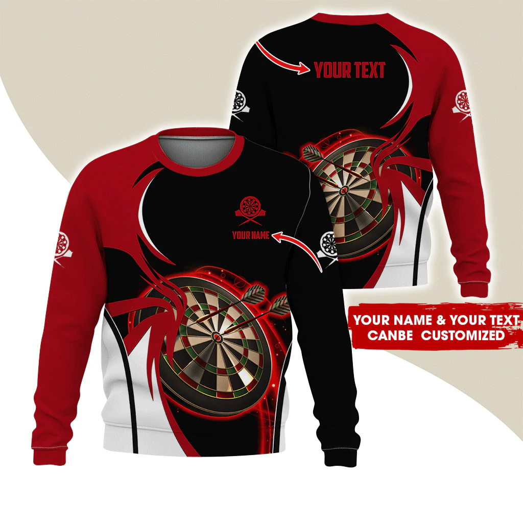 Customized Darts Sweatshirt, Red Dartboards Pattern Sweatshirt, Perfect Gift For Darts Lovers, Darts Player