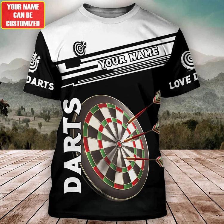 Customized Darts T Shirt, Black And White T Shirt, Personalized Name T Shirt For Men - Perfect Gift For Darts Lovers, Darts Players
