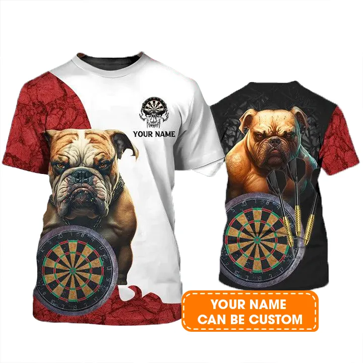 Customized Darts T Shirt, Bulldog And Darts Personalized Name T Shirt For Men - Perfect Gift For Darts Lovers, Darts Players - Image 2
