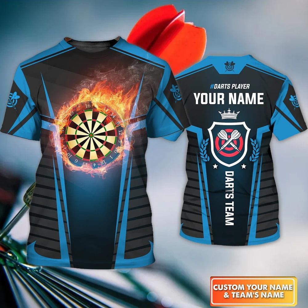 Customized Darts T Shirt, Dartboards In Flames, Personalized Name Darts T Shirt For Men - Perfect Gift For Darts Lovers, Darts Players