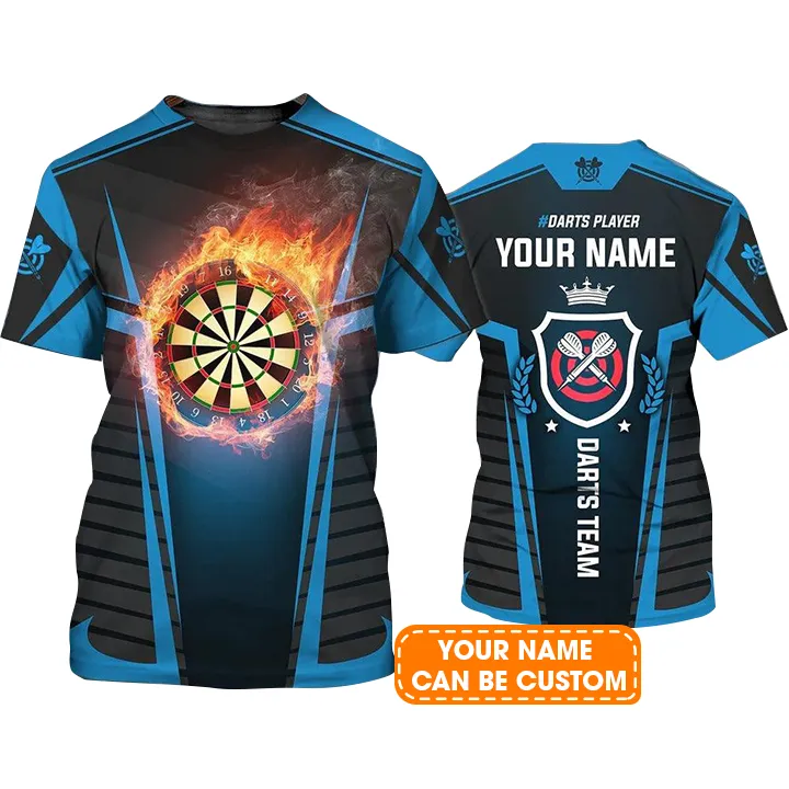Customized Darts T Shirt, Dartboards In Flames, Personalized Name Darts T Shirt For Men - Perfect Gift For Darts Lovers, Darts Players - Image 2