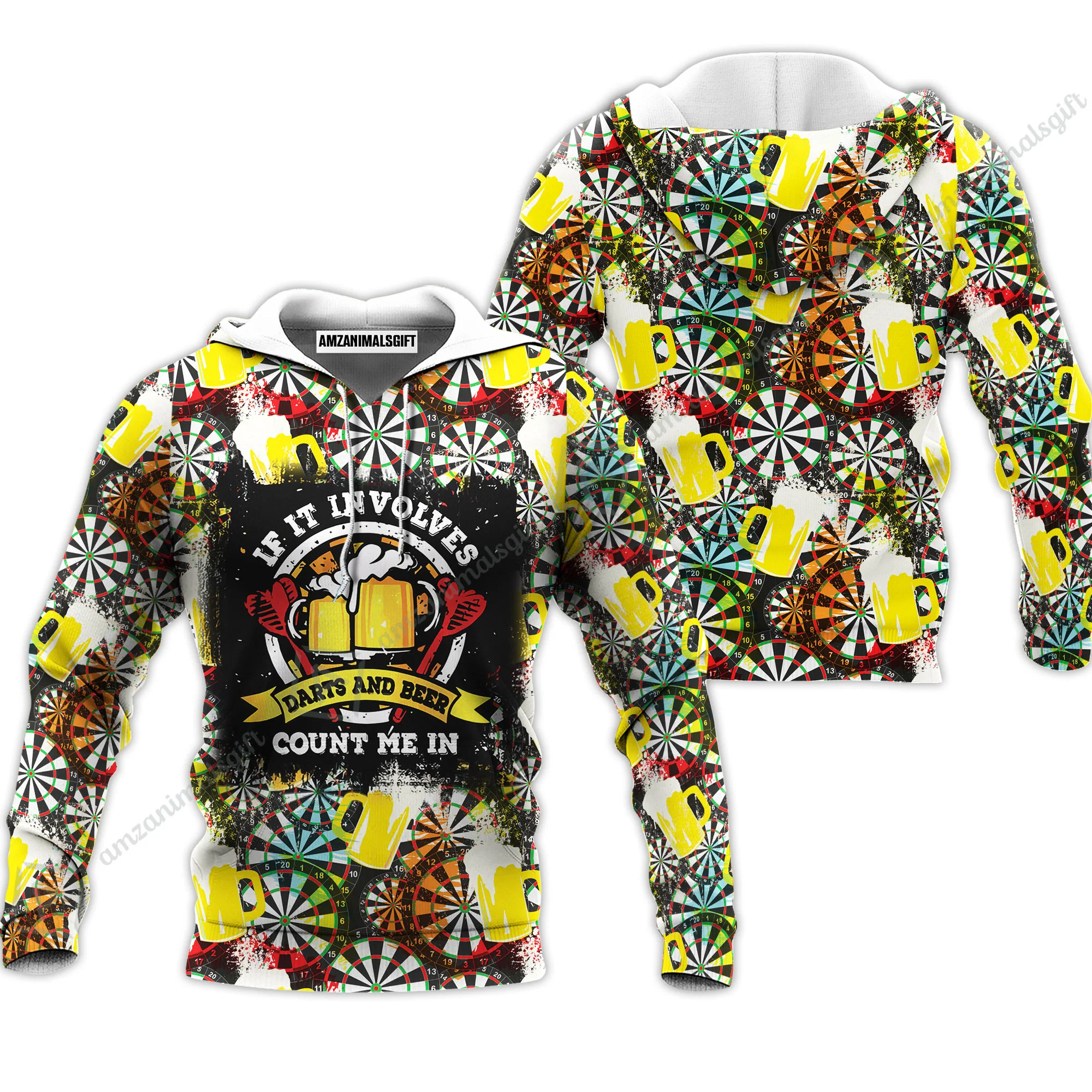 Customized Darts T-Shirt, Darts And Beer I'm Here, Personalized Name Darts T-Shirt - Image 6