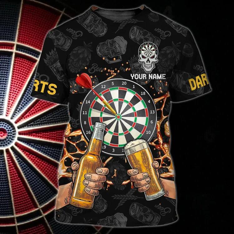 Customized Darts T Shirt, Darts And Beer, Personalized Name T Shirt For Men - Perfect Gift For Darts Lovers, Darts Players - Image 5