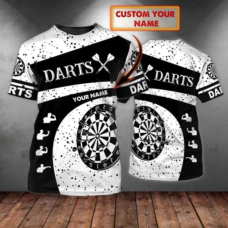 Customized Darts T Shirt, Darts Black White, Personalized Name T Shirt For Men - Perfect Gift For Darts Lovers, Darts Players