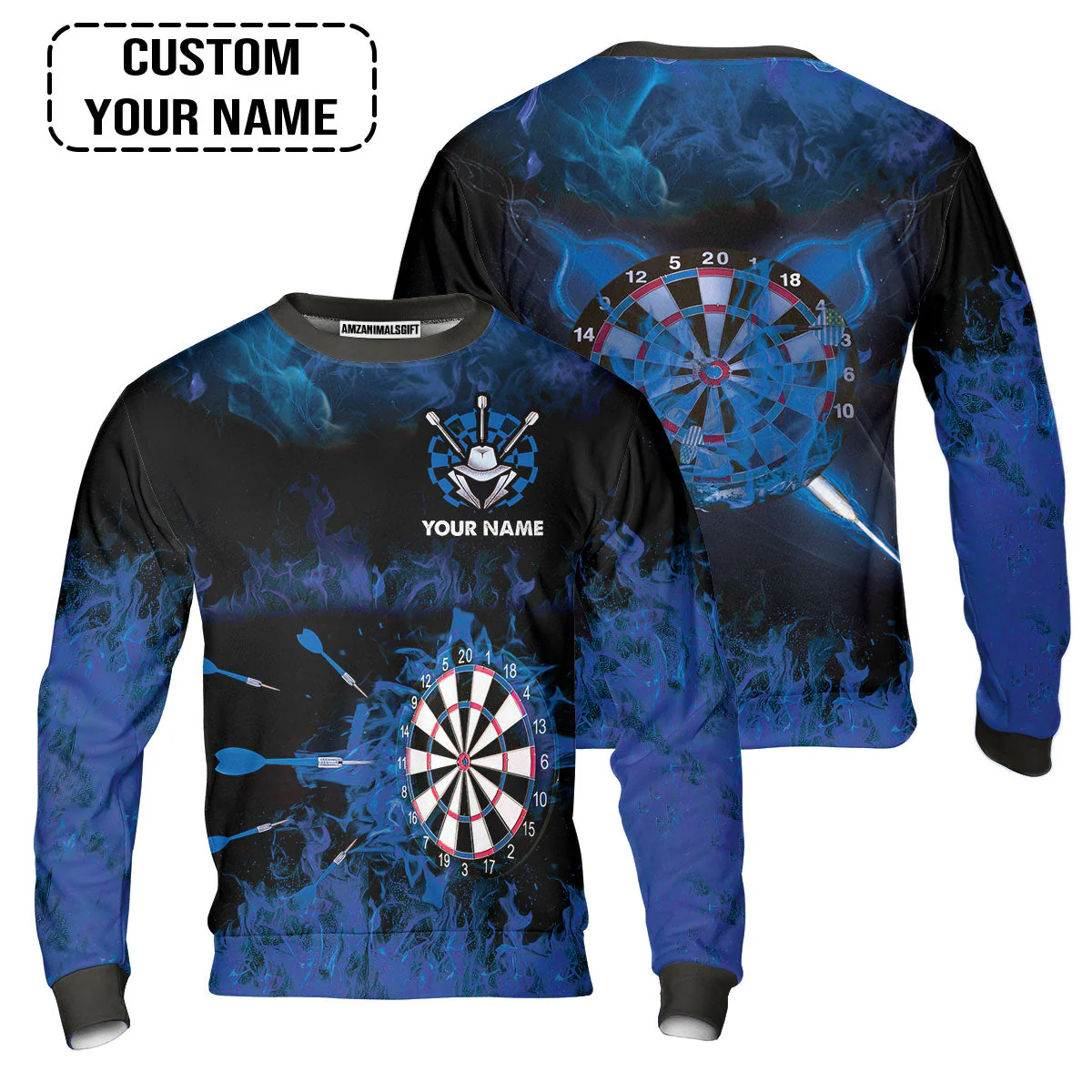 Customized Darts T-Shirt, Darts Blue Polo Shirt, Personalized Name T-Shirt - Perfect Gift For Darts Lovers, Darts Players - Image 4
