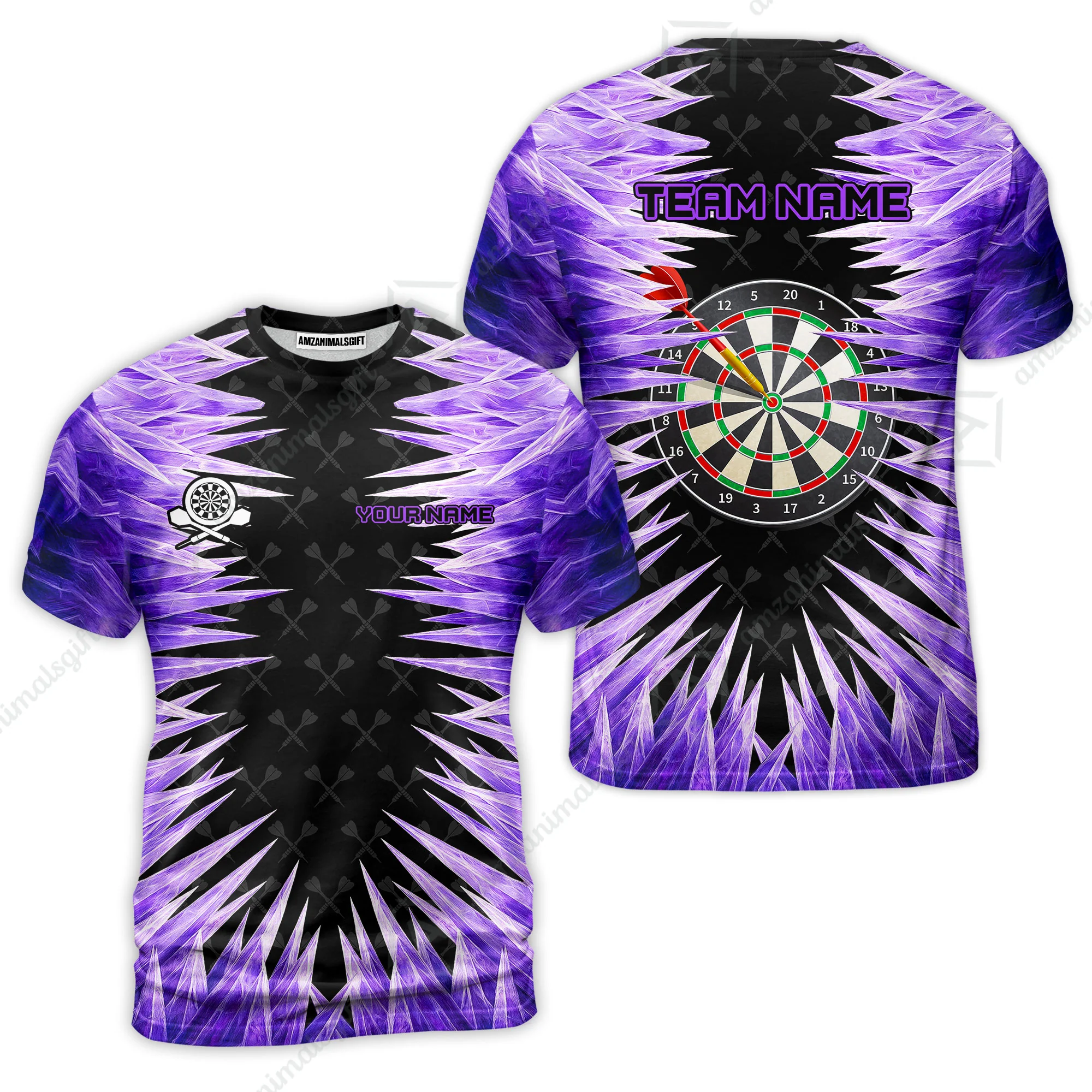 Customized Darts T-Shirt, Darts Dartboard Ice And Fire Multicolor Custom Darts T-Shirt Team Jersey For Darts Players