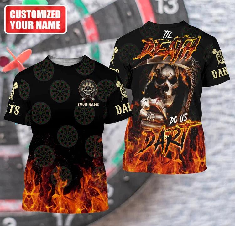 Customized Darts T-Shirt, Darts Skull Death Part, Personalized Name T-Shirt For Men - Perfect Gift For Darts Lovers, Darts Players