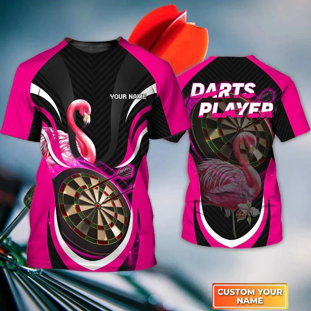 Customized Darts T Shirt, Flamingo Darts Shirt, Personalized Name Darts T Shirt For Men - Perfect Gift For Darts Lovers, Darts Players