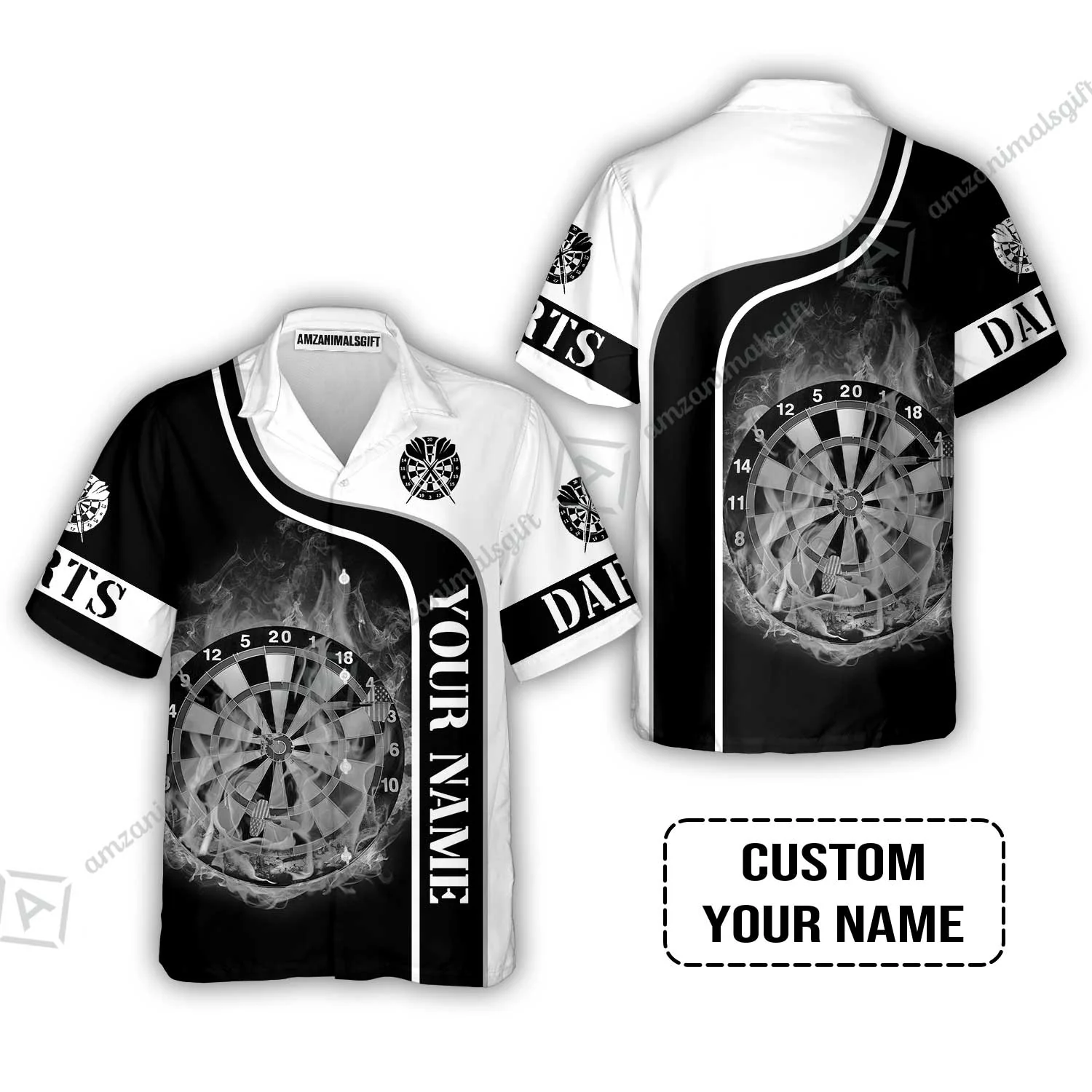 Customized Darts Hoodie, Personalized Black White Darts Hoodie - Image 8