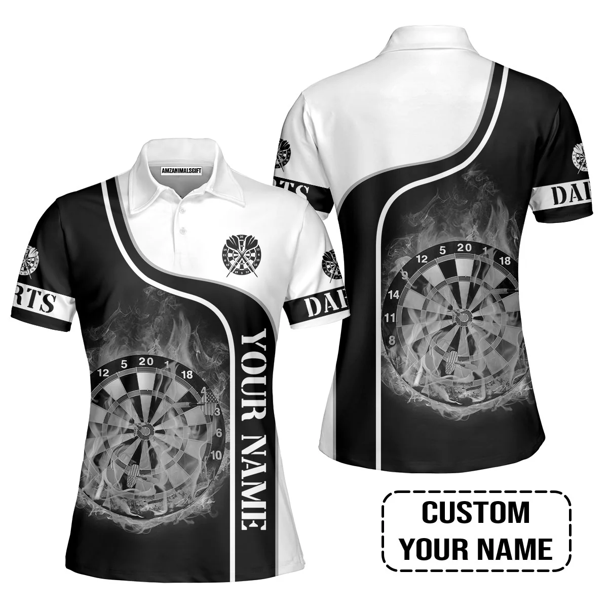 Customized Darts Hoodie, Personalized Black White Darts Hoodie - Image 7