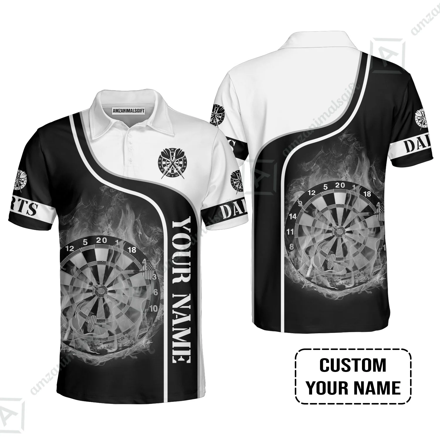 Customized Darts Hoodie, Personalized Black White Darts Hoodie - Image 5