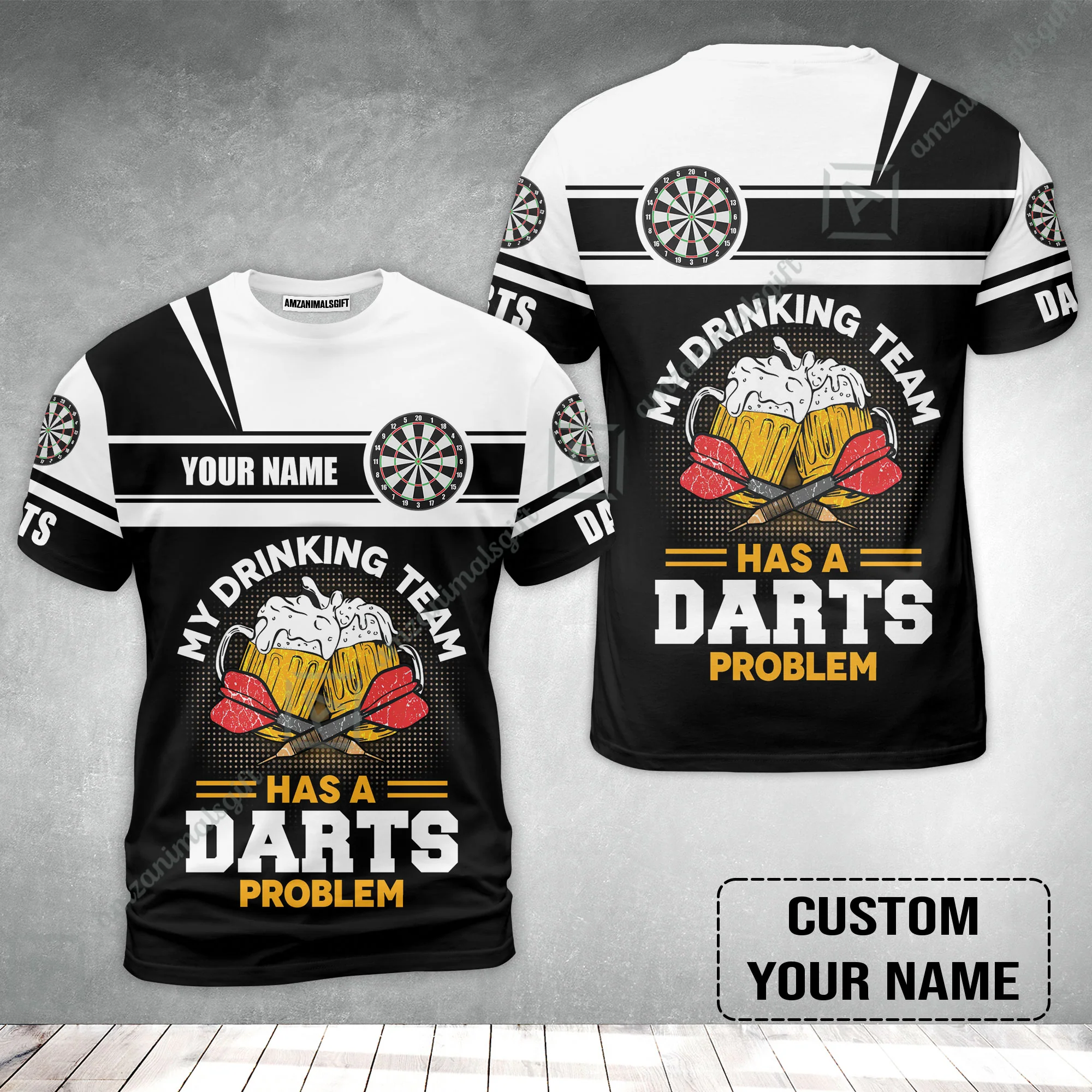 Customized Darts T-Shirt, Personalized My Drinking Team Beer Darts T-Shirt - Image 2