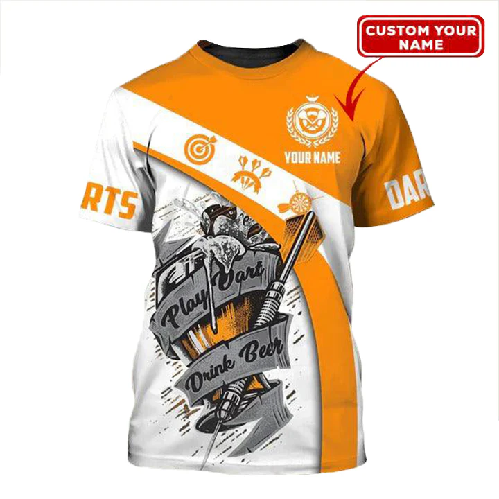 Customized Darts T Shirt, Playing Darts Drink Beer, Personalized Name Darts T Shirt For Men - Perfect Gift For Darts Lovers, Darts Players - Image 3