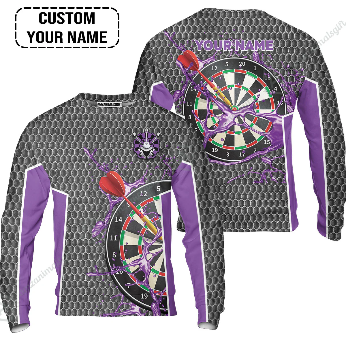 Customized Darts T-Shirt, Teal Darts Water Honeycomb, Personalized Name T-Shirt - Image 4