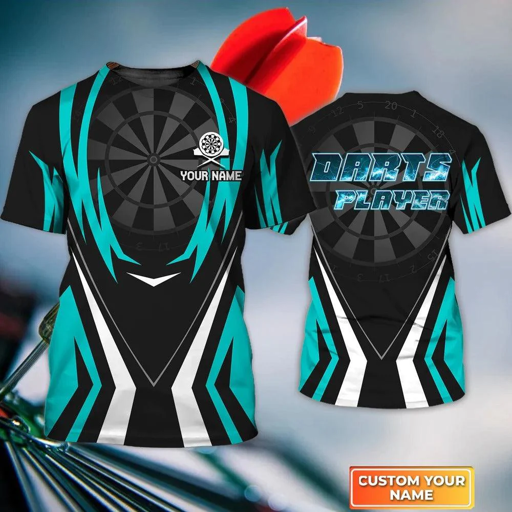 Customized Darts T Shirt, Turquoise Darts, Personalized Name T Shirt For Men - Perfect Gift For Darts Lovers, Darts Players