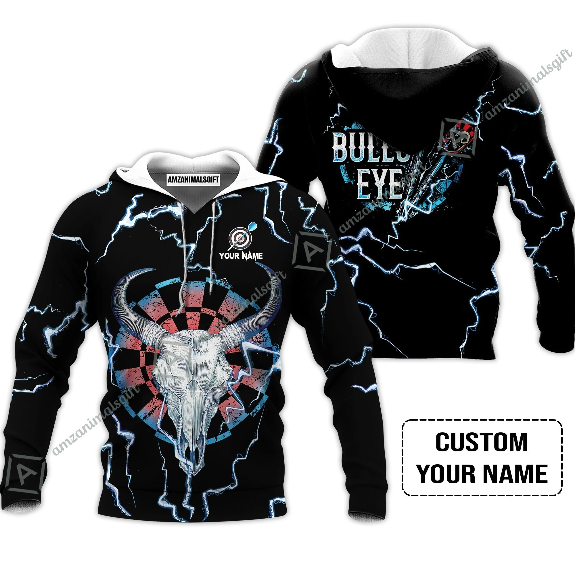 Customized Darts Women Polo Shirt, Darts Bullseye Thunder Skull, Personalized Name Women Polo Shirt - Image 4
