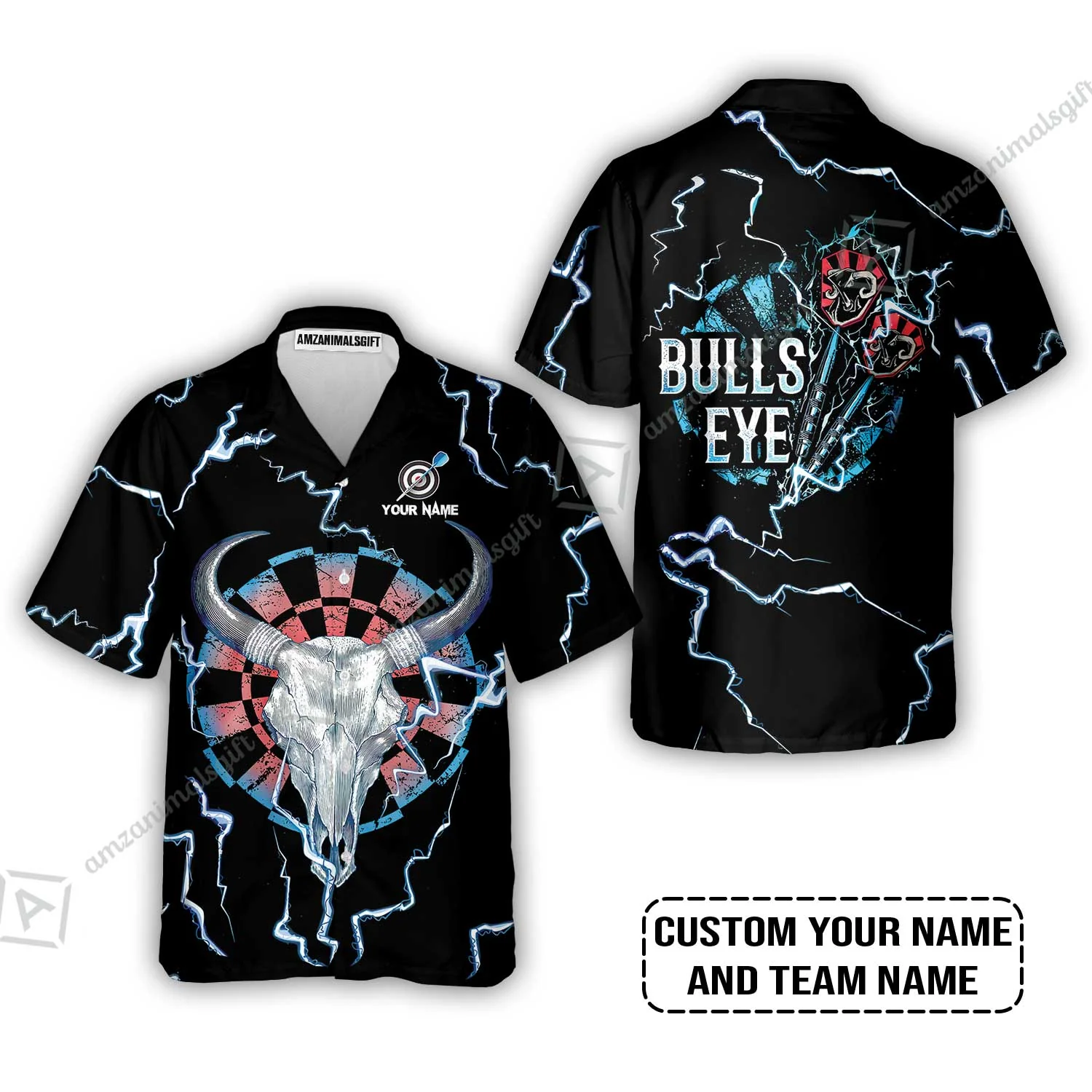 Customized Darts Women Polo Shirt, Darts Bullseye Thunder Skull, Personalized Name Women Polo Shirt - Image 8