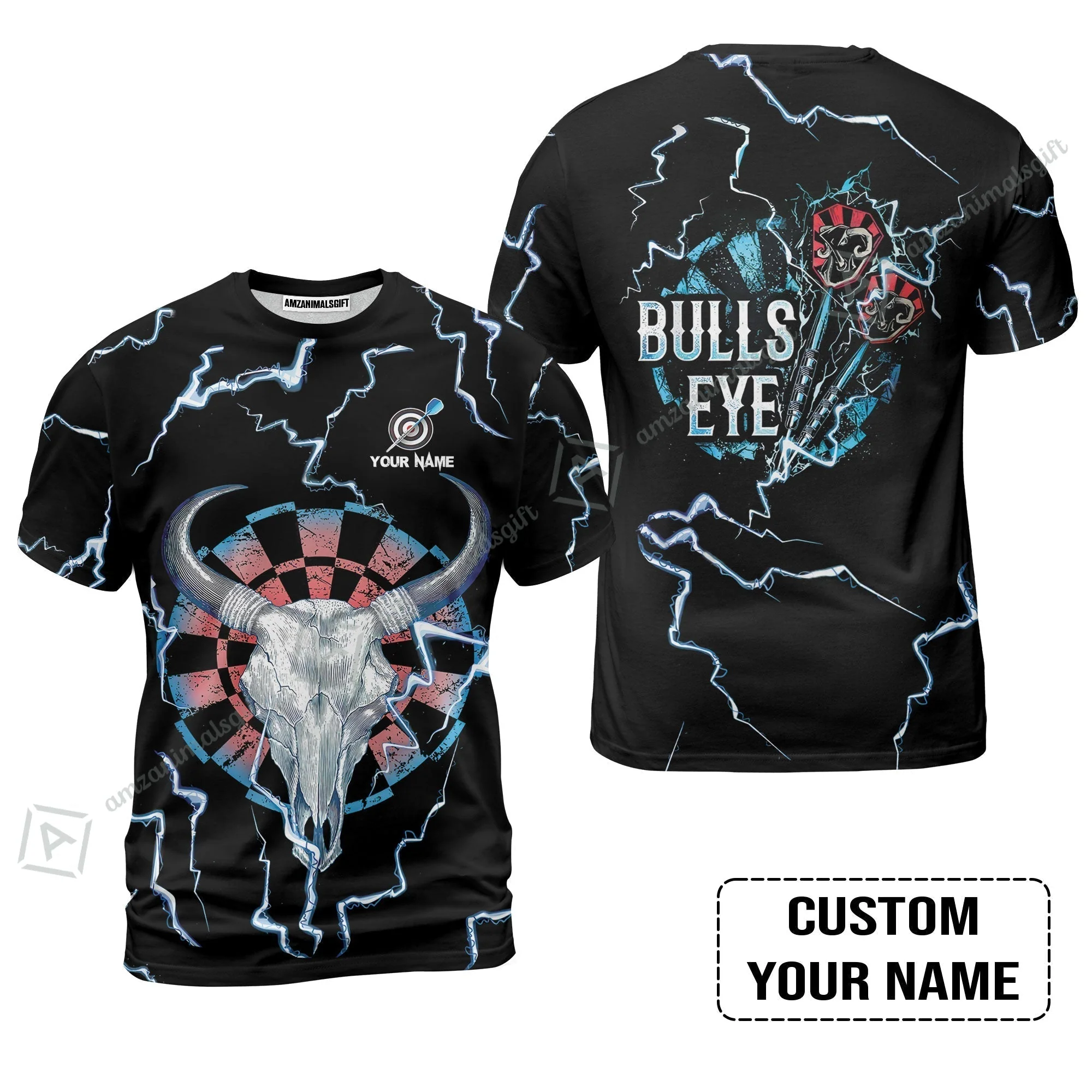 Customized Darts Women Polo Shirt, Darts Bullseye Thunder Skull, Personalized Name Women Polo Shirt - Image 9
