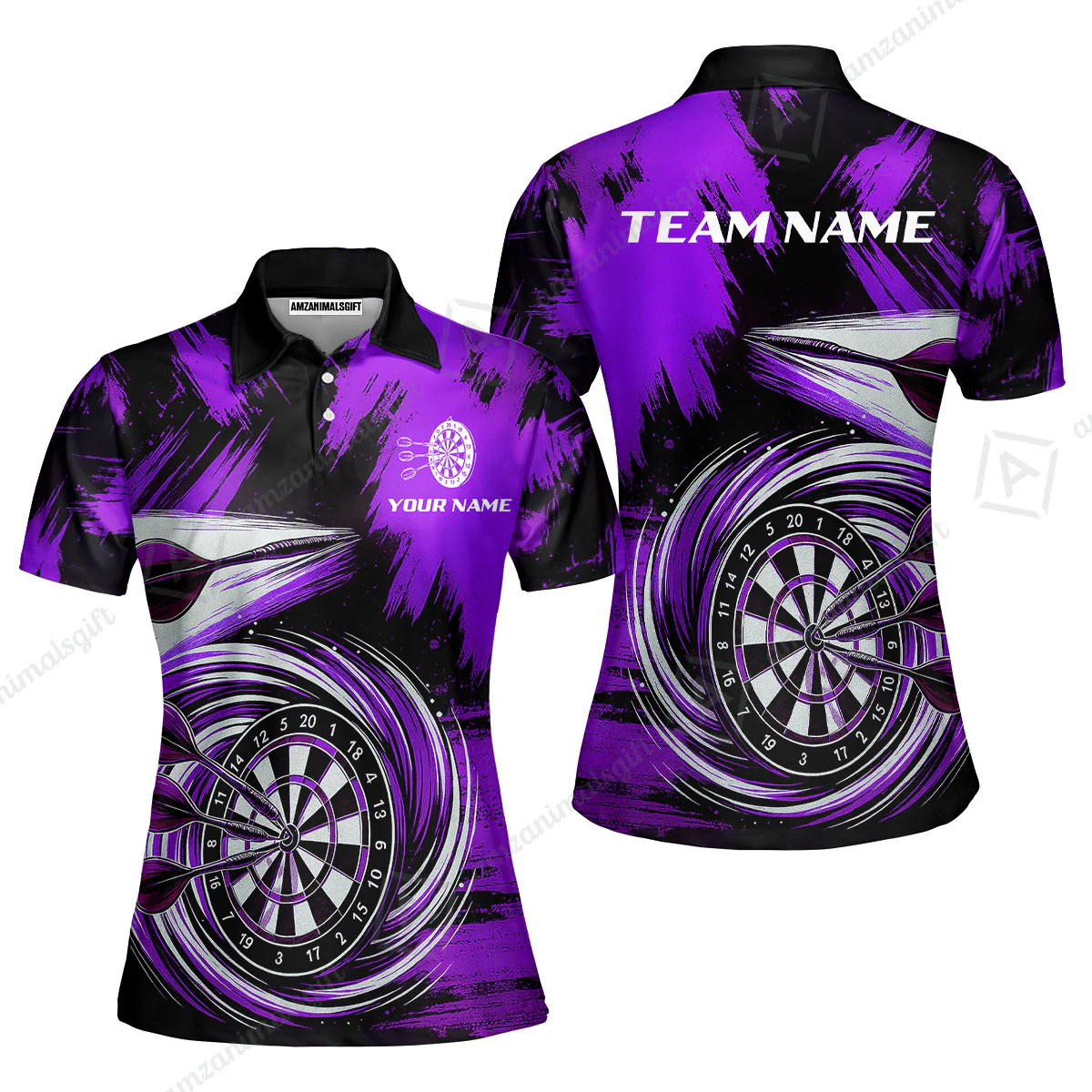 Customized Darts Women Polo Shirt, Darts Colorful Wave Custom Name Team Name Women Polo Shirt Jersey For Darts Player - Image 4