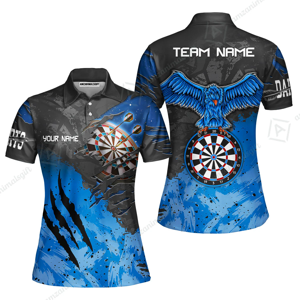 Customized Darts Women Polo Shirt, Darts Eagle Dartboard Multicolor Custom Dart Women Polo Jersey For Darts Player - Image 2