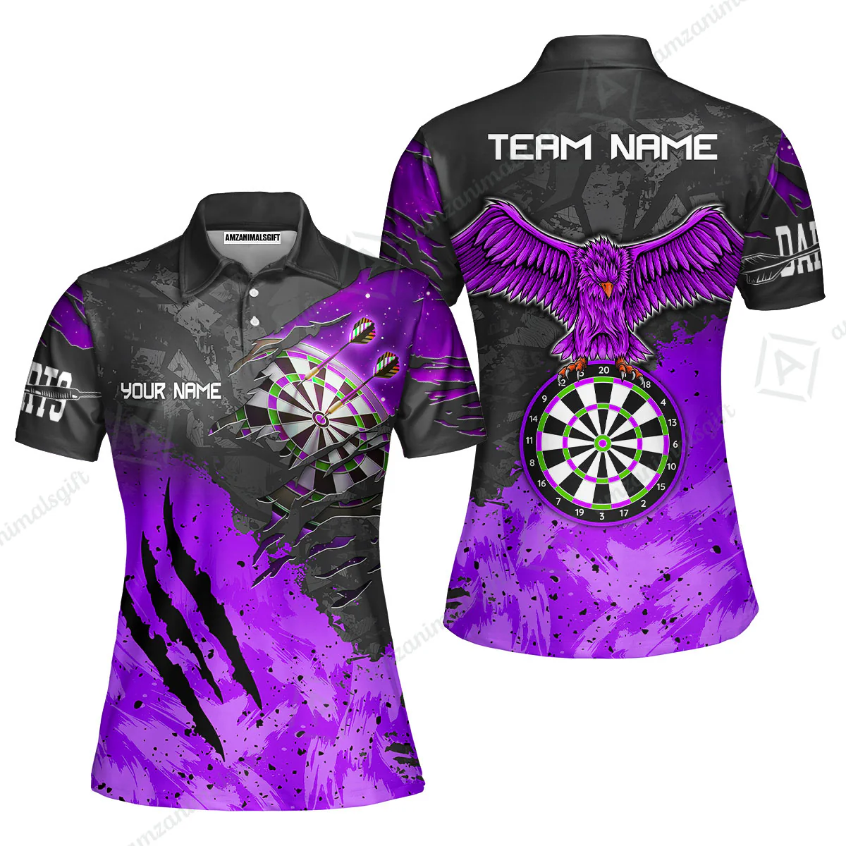 Customized Darts Women Polo Shirt, Darts Eagle Dartboard Multicolor Custom Dart Women Polo Jersey For Darts Player - Image 5
