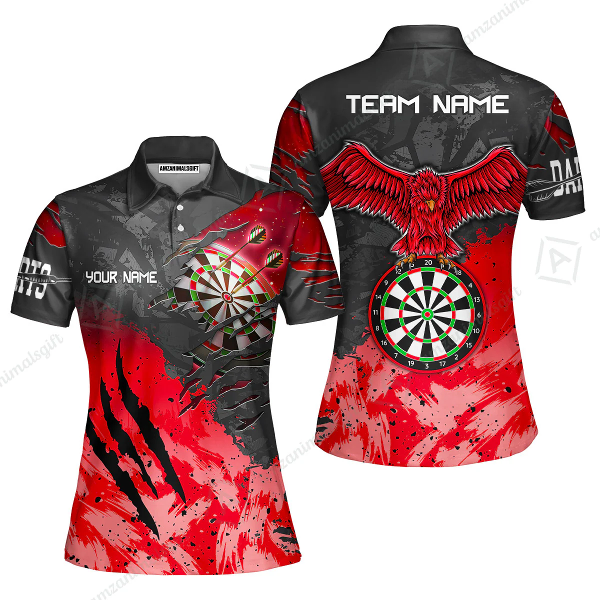 Customized Darts Women Polo Shirt, Darts Eagle Dartboard Multicolor Custom Dart Women Polo Jersey For Darts Player - Image 6