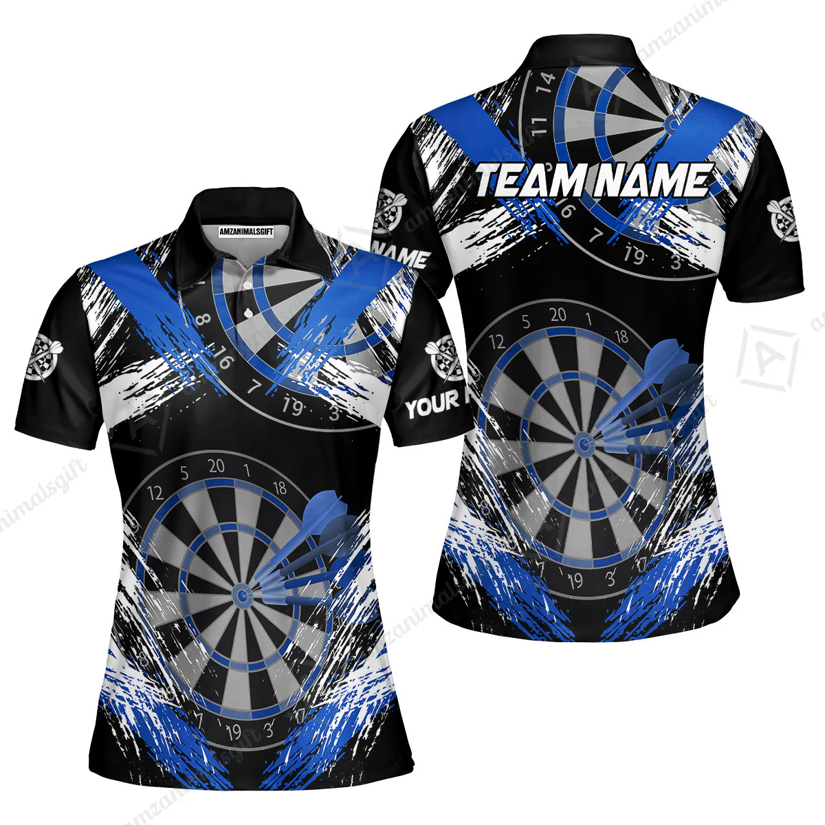 Customized Darts Women Polo Shirt, Darts Tournament Grunge Style Multicolor Women Polo Team Jersey For Darts Player - Image 2