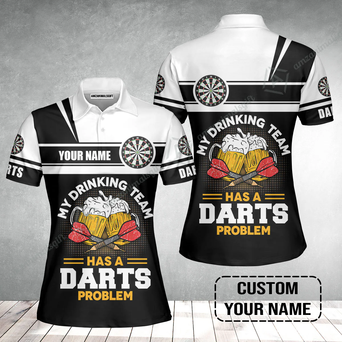 Customized Darts Women Polo Shirt, Personalized My Drinking Team Beer Darts Women Polo Shirt - Image 2
