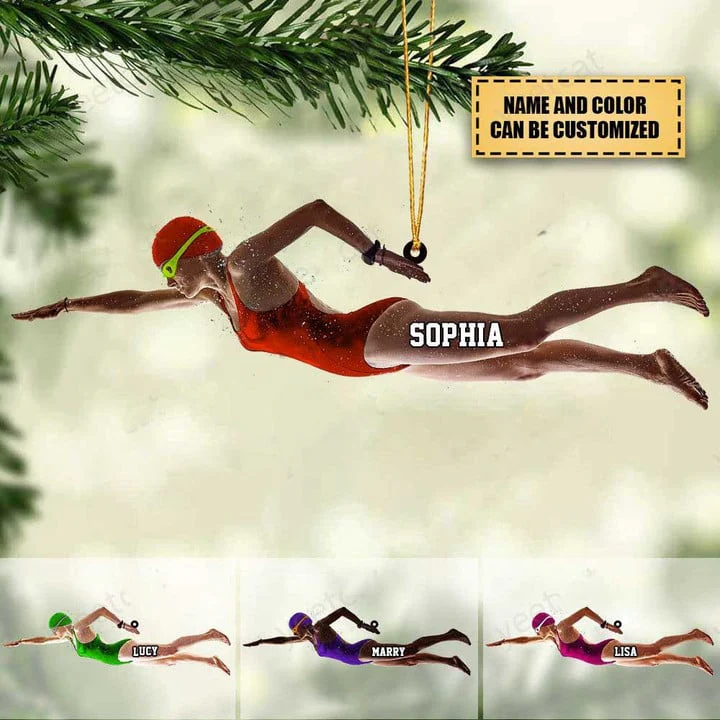 Customized Female Swimming Christmas Acrylic Ornament For Swimmer, Swimming Team Gift - Christmas Ornament Hanging Tree - Image 2