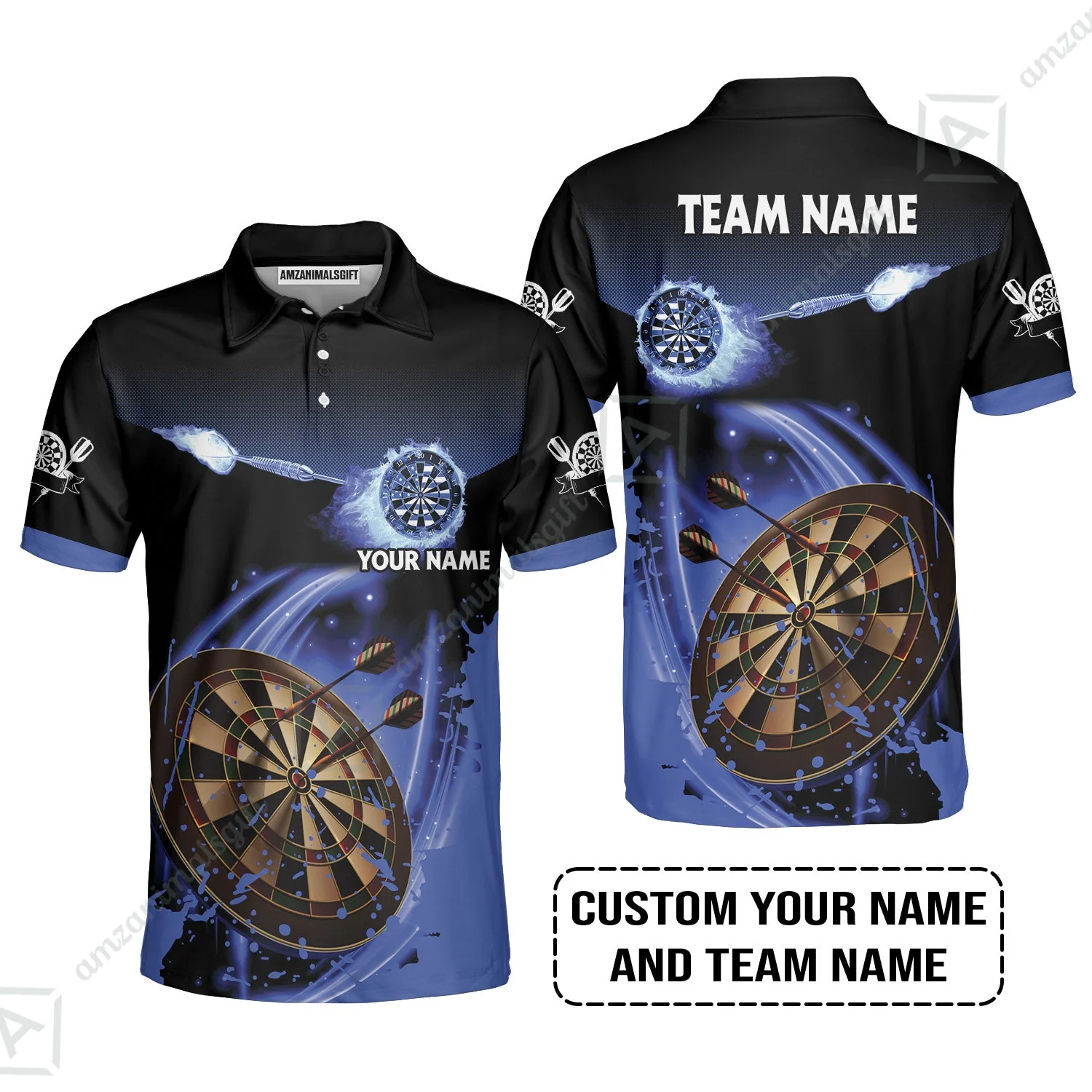 Customized Fire Darts Long Polo Shirt, Personalized Darts For Team Long Polo Shirt - Image 3