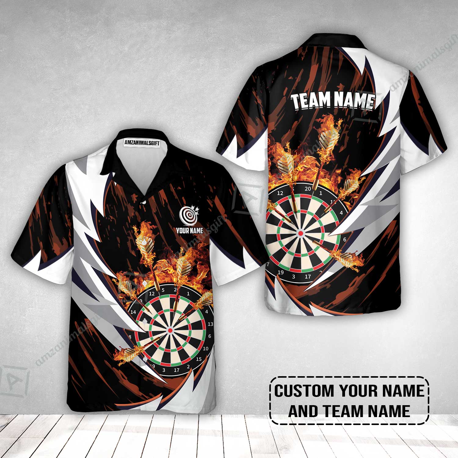 Customized Fire Thunderstorm Darts Hawaiian Shirt, Personalized Darts Hawaiian Shirt - Image 2