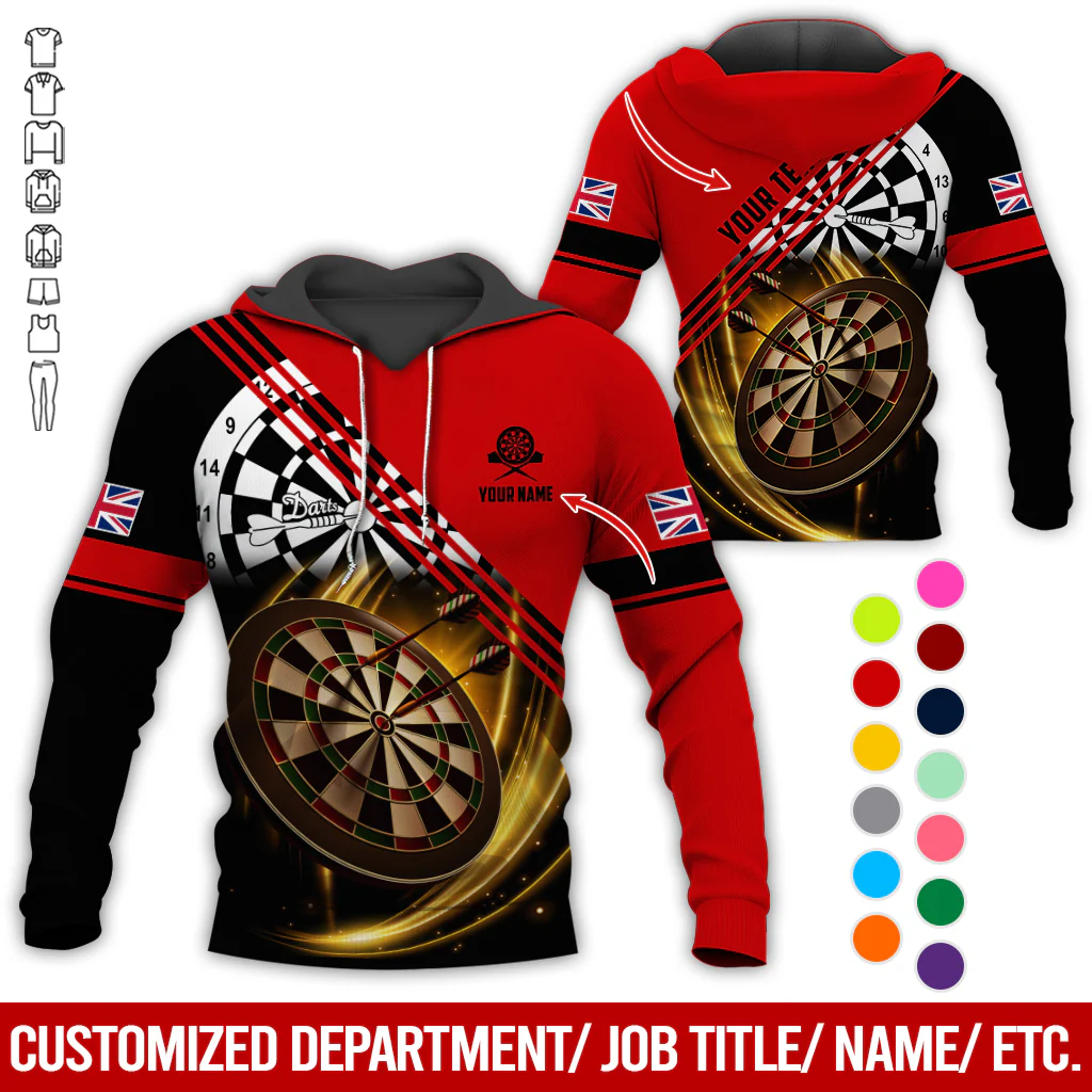 Customized Flag Darts Premium Hoodie, Personalized National Flag & Darts Pattern Hoodie For Men & Women, Perfect Gift For Darts Lovers, Friend, Family - Image 3