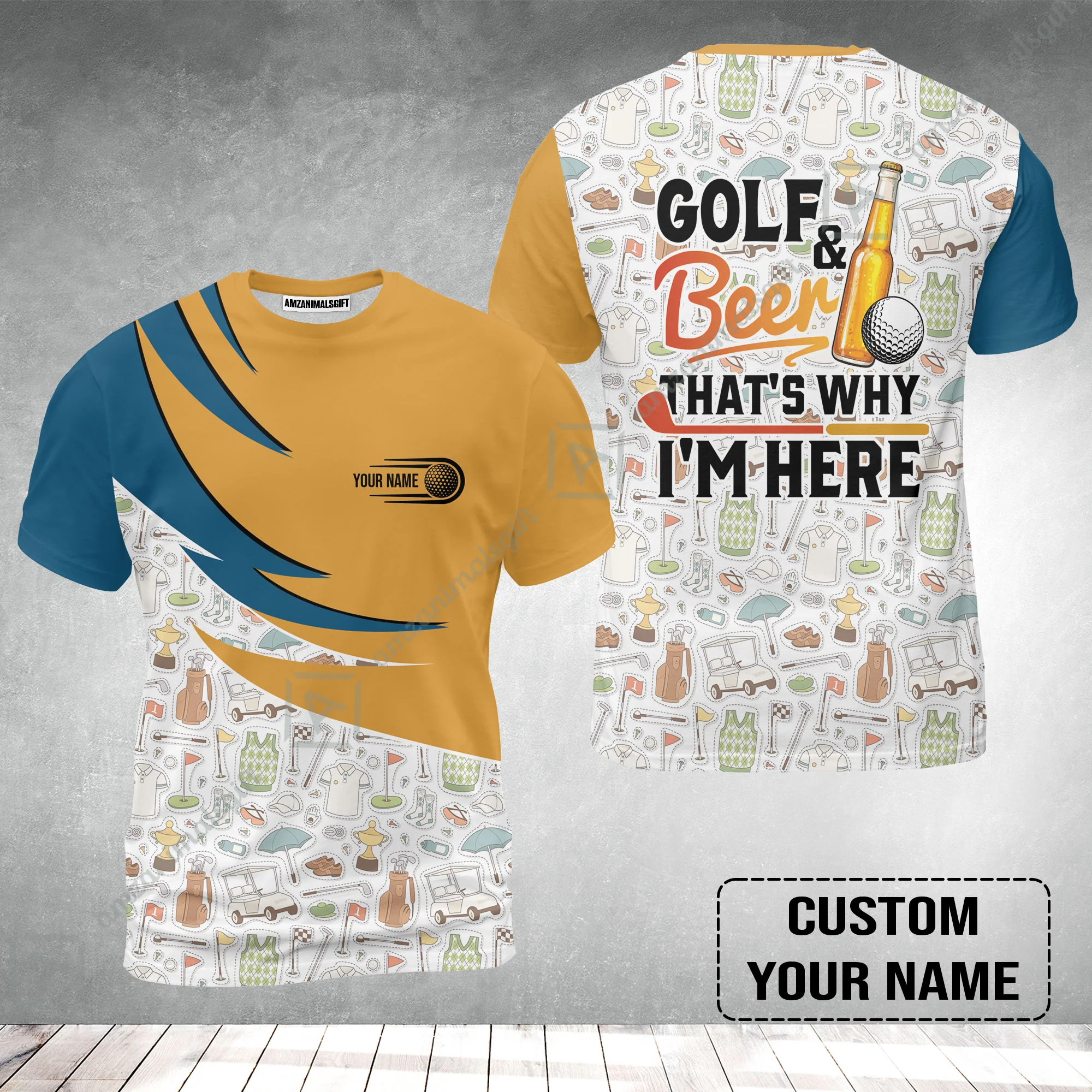 Customized Golf And Beer T-Shirt, Personalized Custom Name Beer And Golf T-Shirt - Image 2