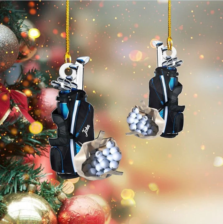 Customized Golf Bags Acrylic Ornament, Golf Cart Ornament For Golf Lovers, Christmas - Image 2