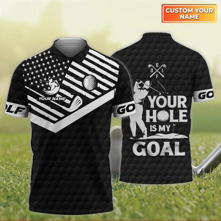 Customized Golf Men Polo Shirt, Golfer Your Hole Is My Goal, Personalized Name Polo Shirt For Men - Perfect Gift For Golf Lovers, Golfers