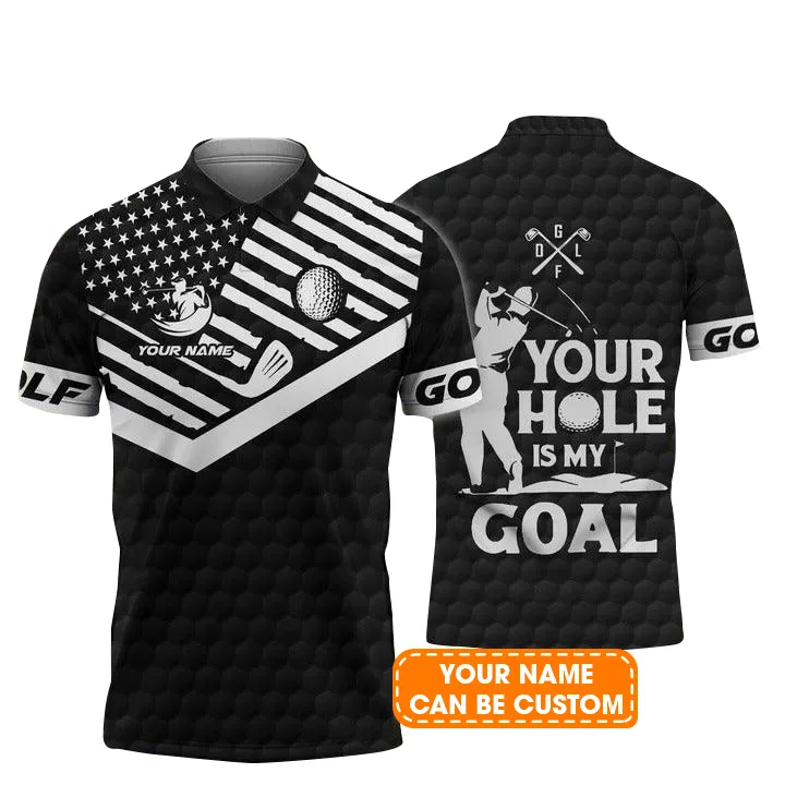 Customized Golf Men Polo Shirt, Golfer Your Hole Is My Goal, Personalized Name Polo Shirt For Men - Perfect Gift For Golf Lovers, Golfers - Image 2