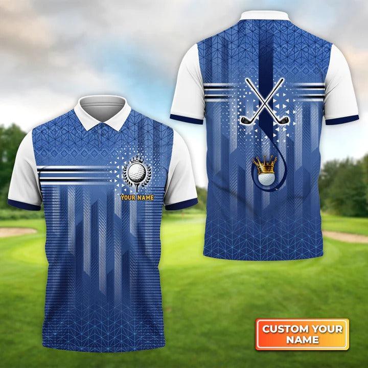 Customized Golf Men Polo Shirt, Graphic Golf Seamless Tartan Pattern, Personalized Name Golf Polo Shirt For Men - Best Gift For Golf Lovers, Golfers