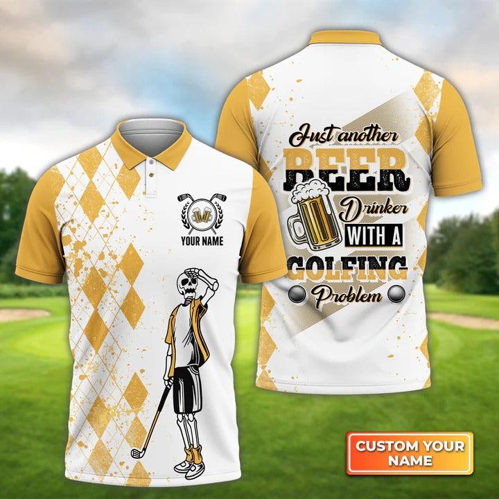 Customized Golf Men Polo Shirt, Skull, Beer, Just Another Beer Personalized Name Polo Shirt For Men - Perfect Gift For Golf Lovers, Golfers